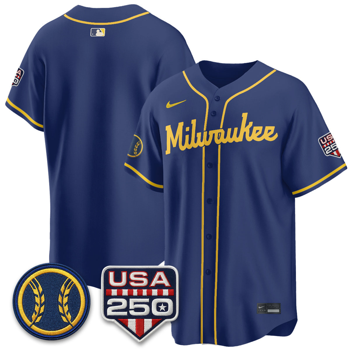 Milwaukee Brewers Fourth of July Vapor Limited Jersey - Stitched-Cuztomshoes