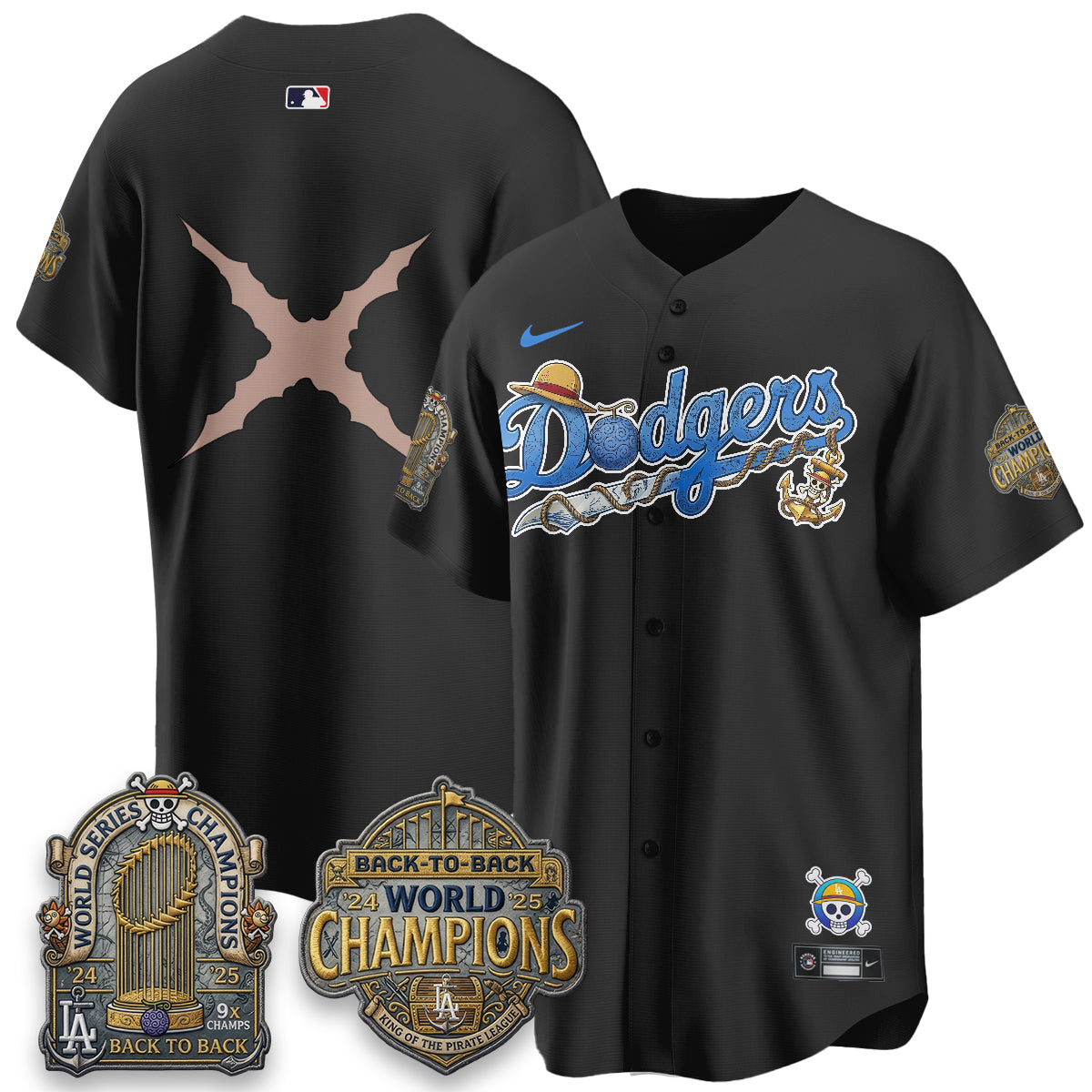 Los Angeles Dodgers x OP Japanese Cartoon Vapor Limited Jersey - Stitched-Cuztomshoes