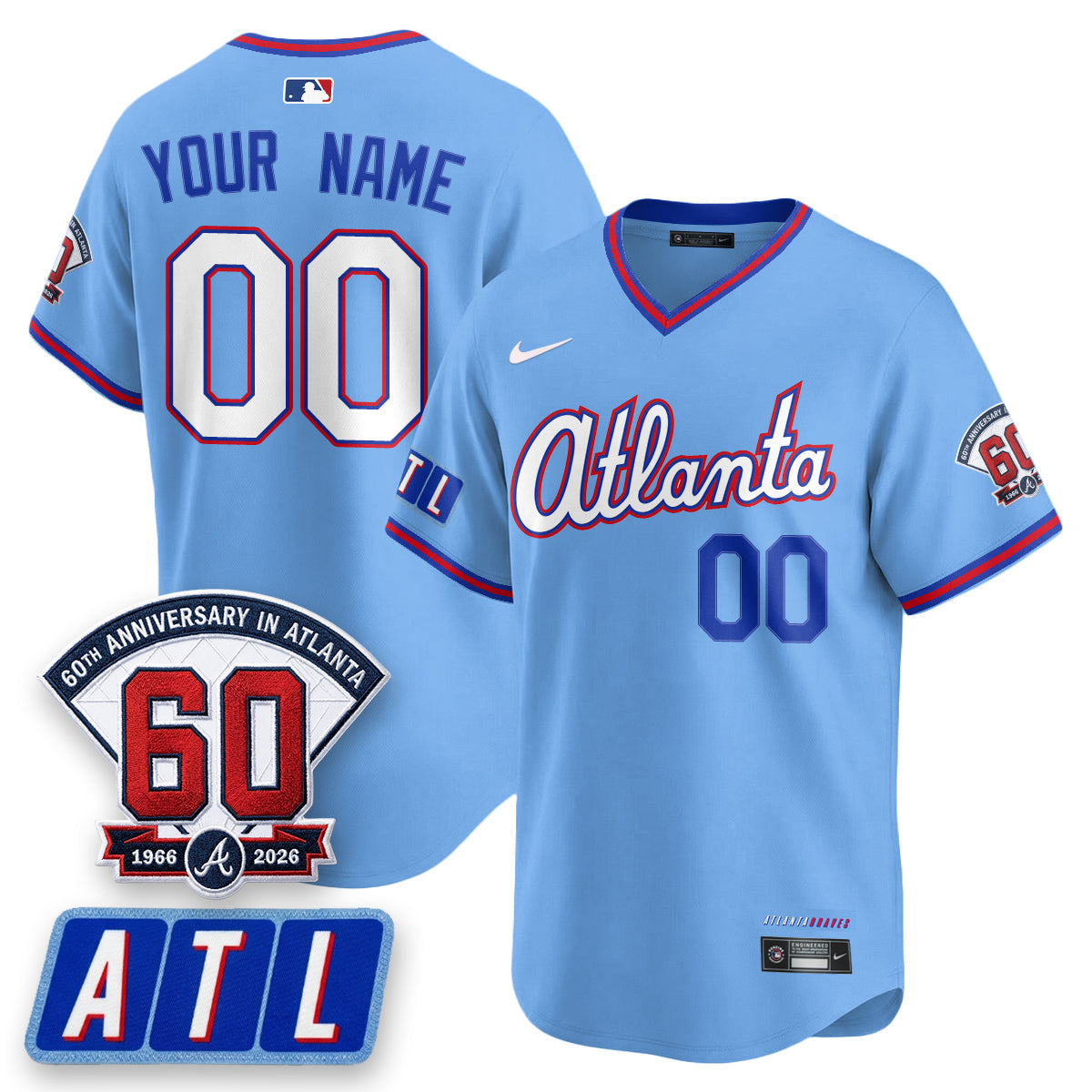 Atlanta Braves 2026 City Connect - 60th Anniversary in Atlanta Patch Vapor Limited Custom Jersey - Stitched-Cuztomshoes