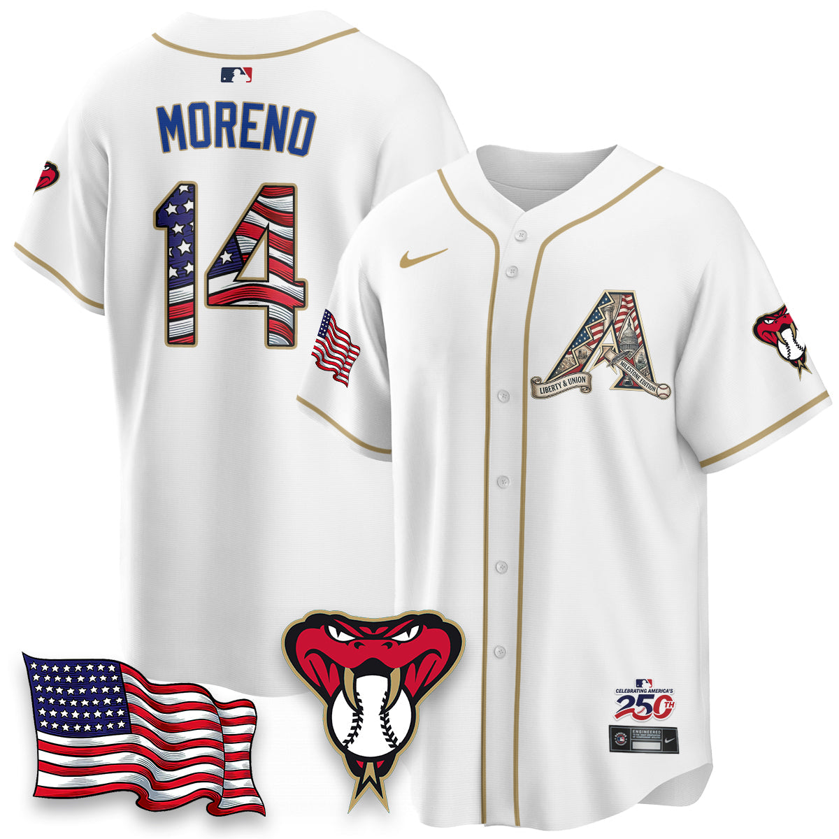 Arizona Diamonbacks 2026 Independence Day USA Vapor Limited Jersey - Stitched-Cuztomshoes