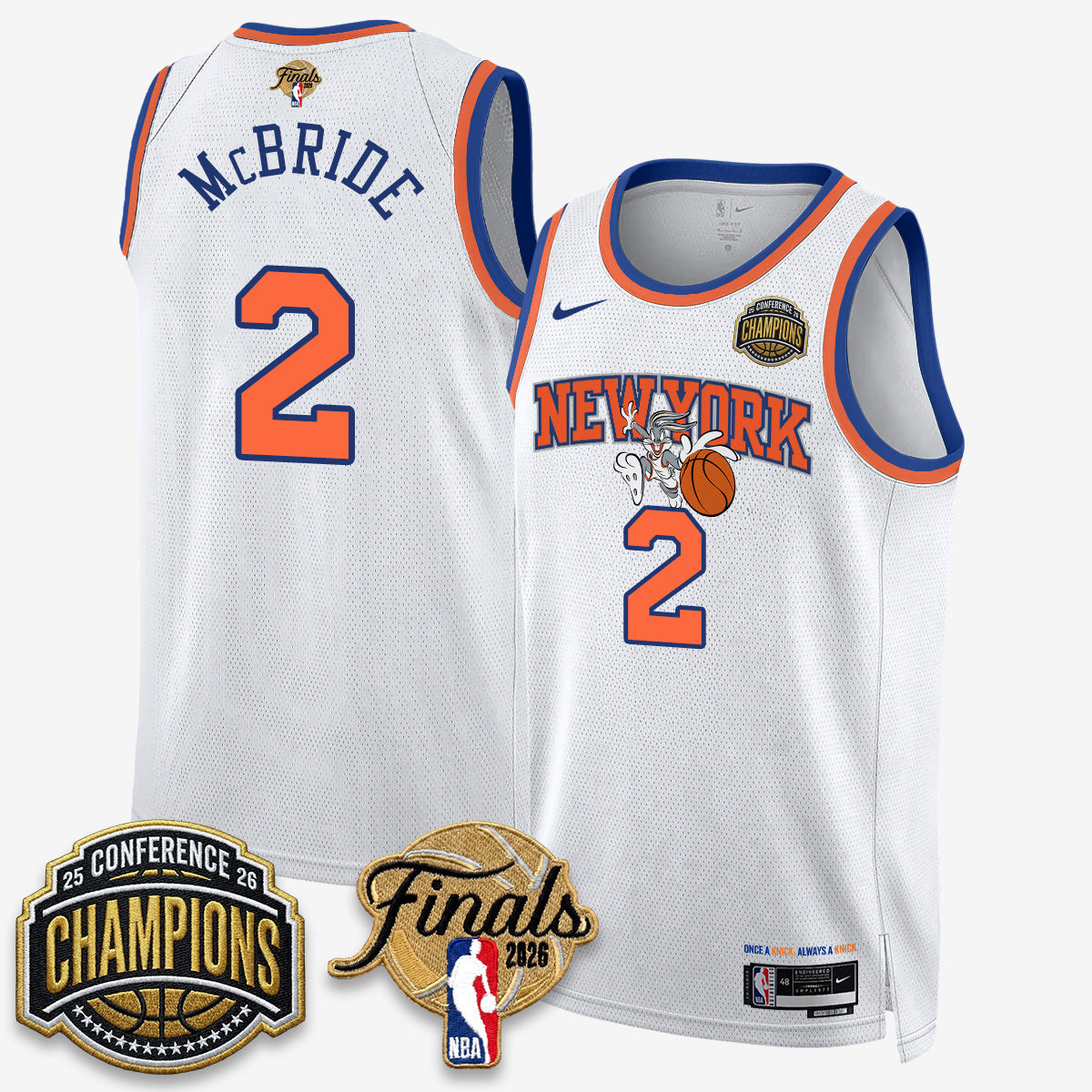 New York Knicks 2026 Basketball Eastern Conference Champions x Looney Tunes Vapor Jersey V2- Stitched-Cuztomshoes
