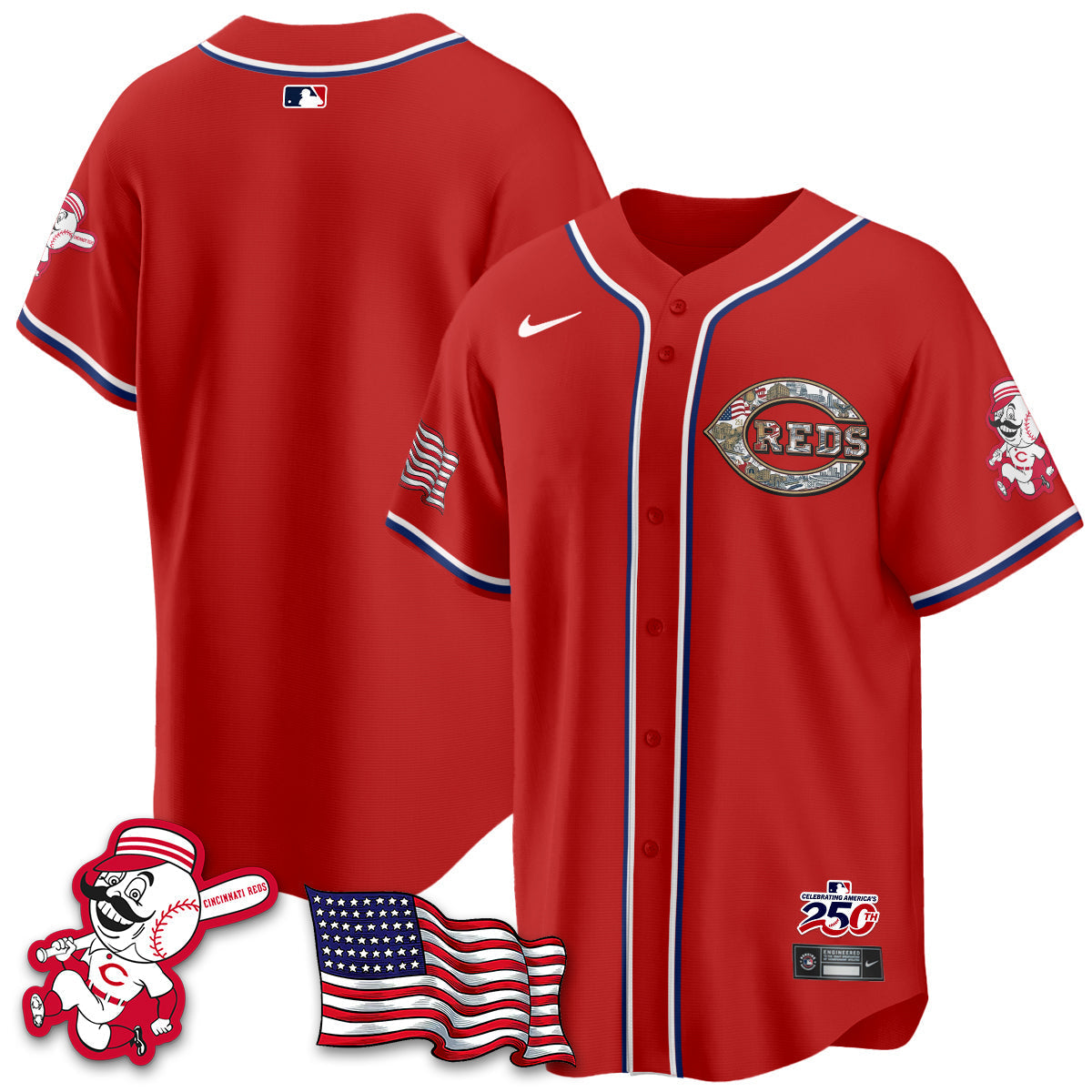 Cincinnati Reds 2026 Independence Day USA Vapor Limited Jersey - Stitched