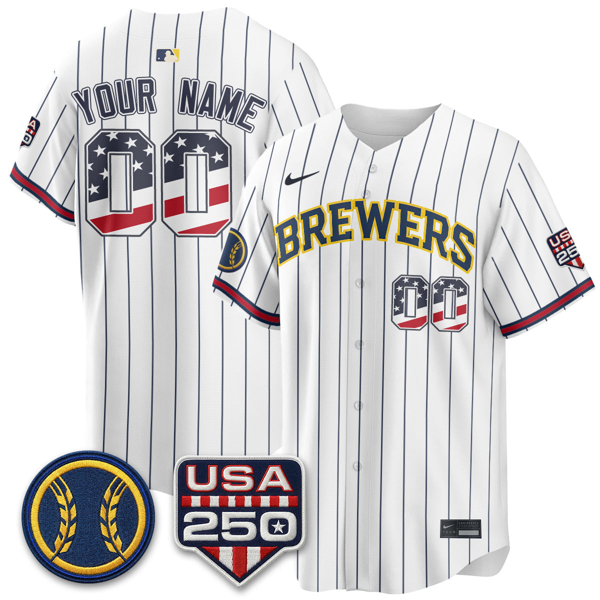 Milwaukee Brewers Fourth of July Vapor Limited Custom Jersey - Stitched-Cuztomshoes