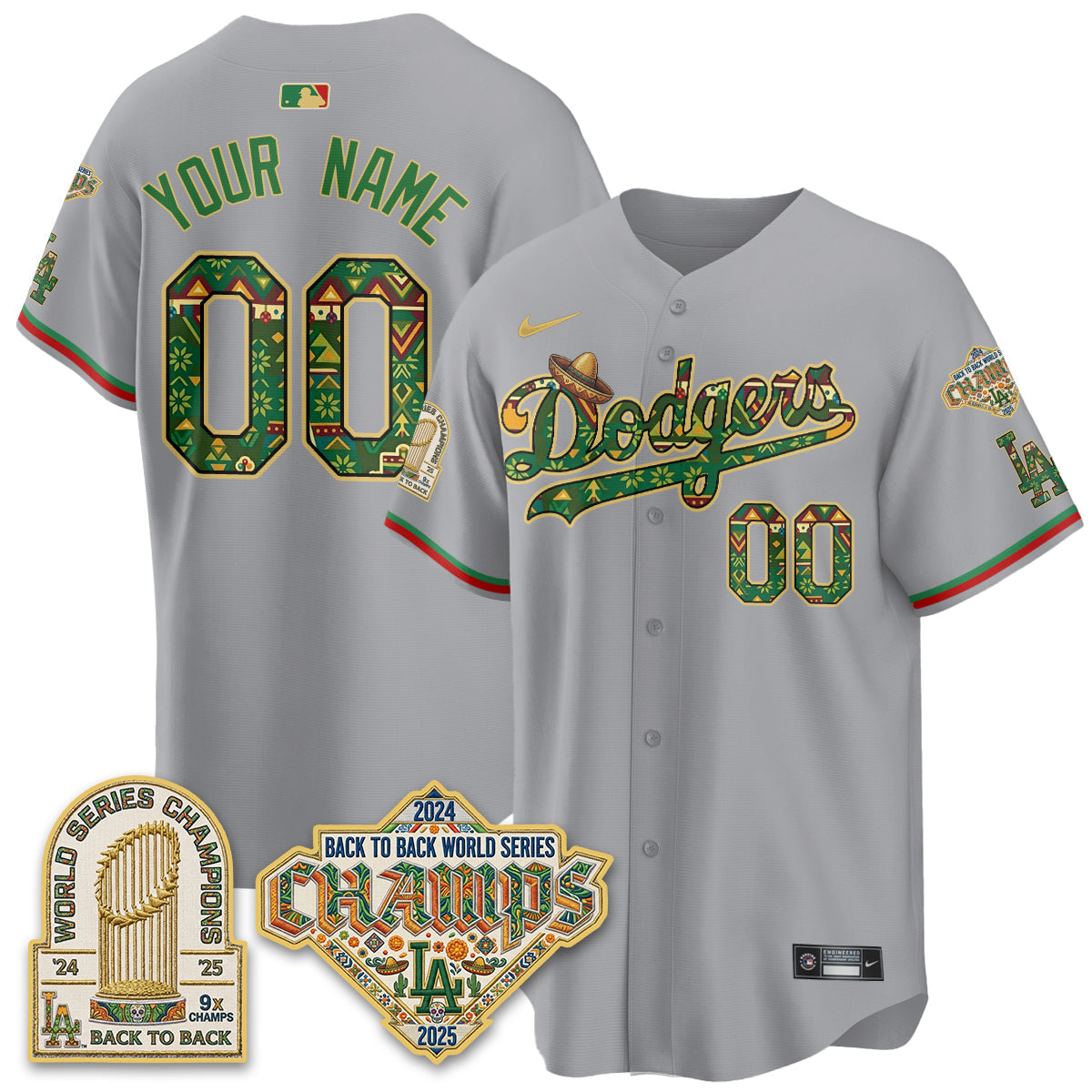 Los Angeles Dodgers x Mexican Heritage 2026 Limited Vapor Custom Jersey - Stitched-Cuztomshoes