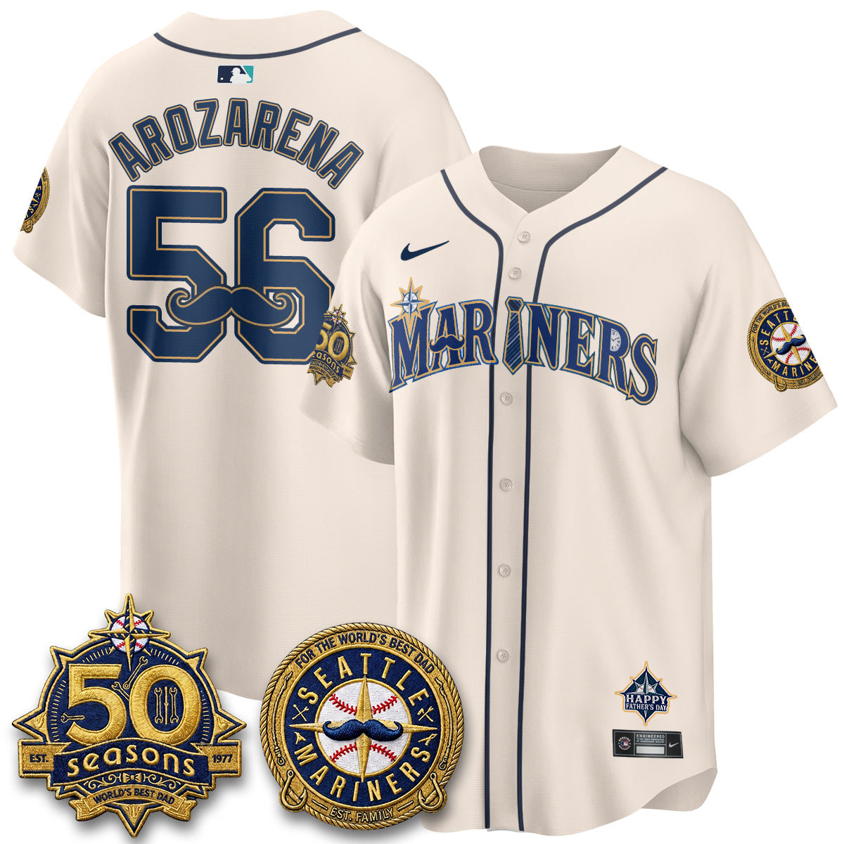 Seattle Mariners Happy Father's Day Vapor Jersey - Stitched