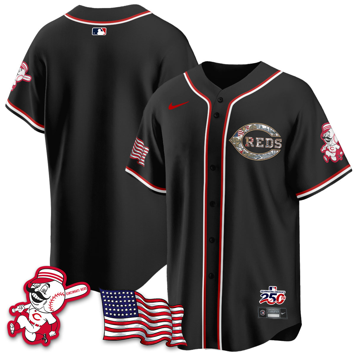 Cincinnati Reds 2026 Independence Day USA Vapor Limited Jersey - Stitched