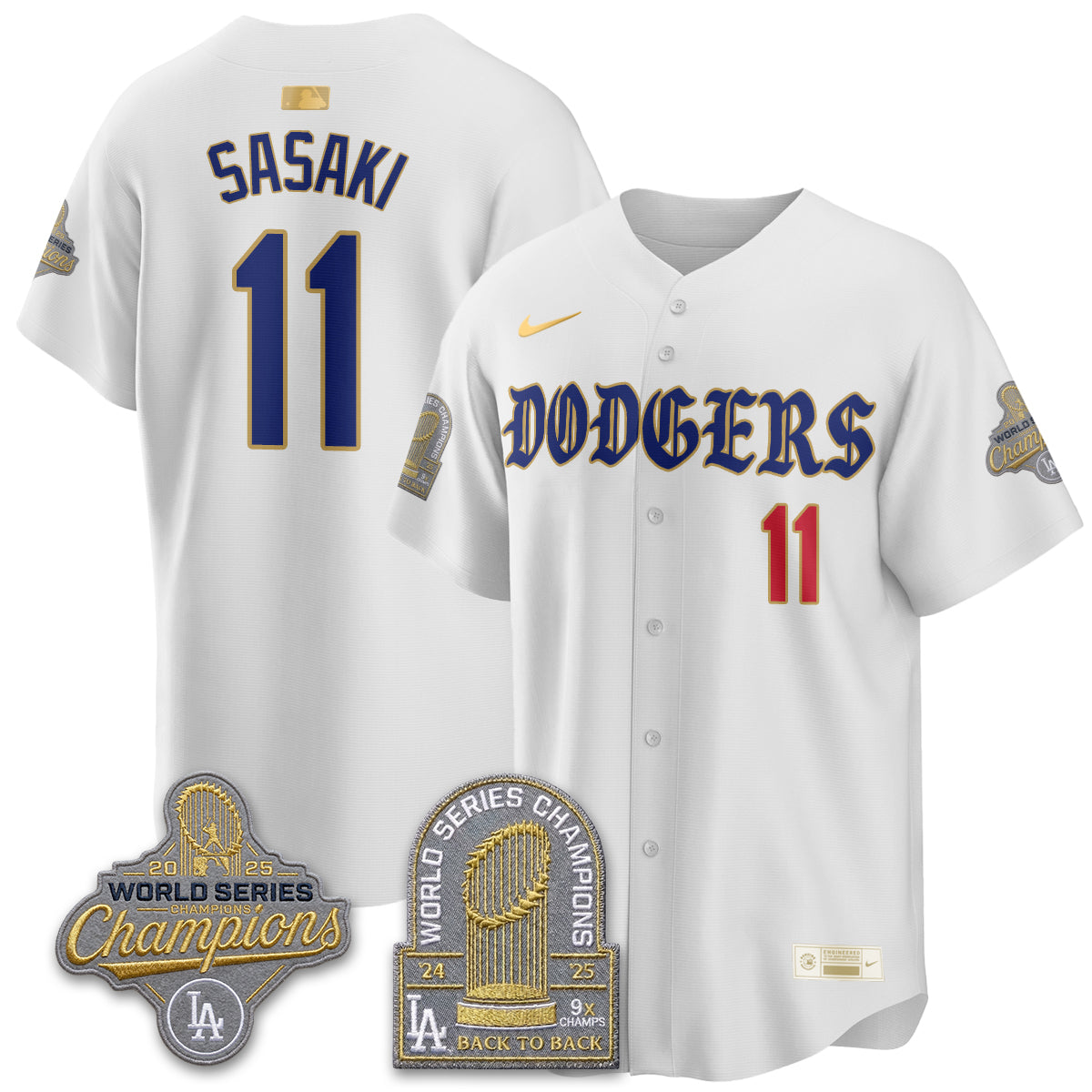 Los Angeles Dodgers Vapor Limited Jersey - Back to Back 9x Champs - Stitched-Cuztomshoes