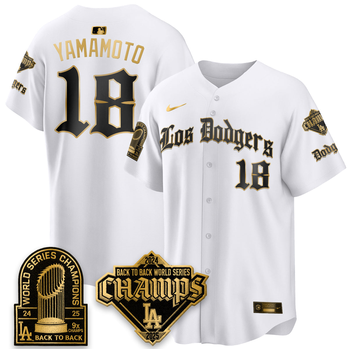 Los Angeles Dodgers World Series Champions B2B Patch Vapor Premier Limited Gothic Edition Jersey - Stitched-Cuztomshoes