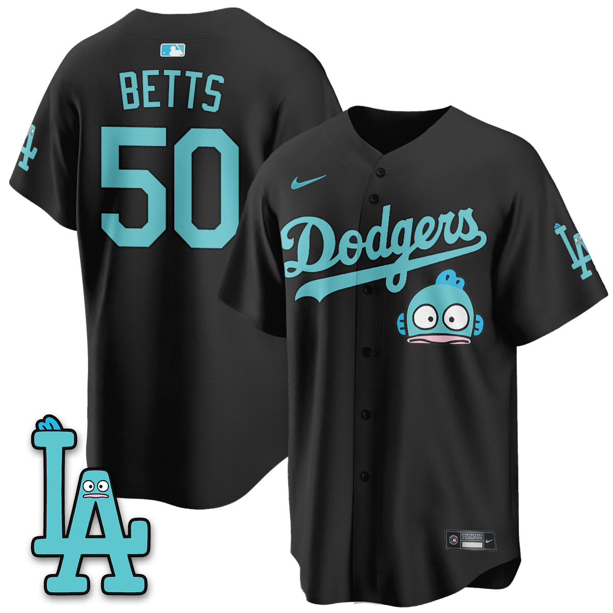 Los Angeles Dodgers x Hangyodon Edition Vapor Jersey- Stitched-Cuztomshoes