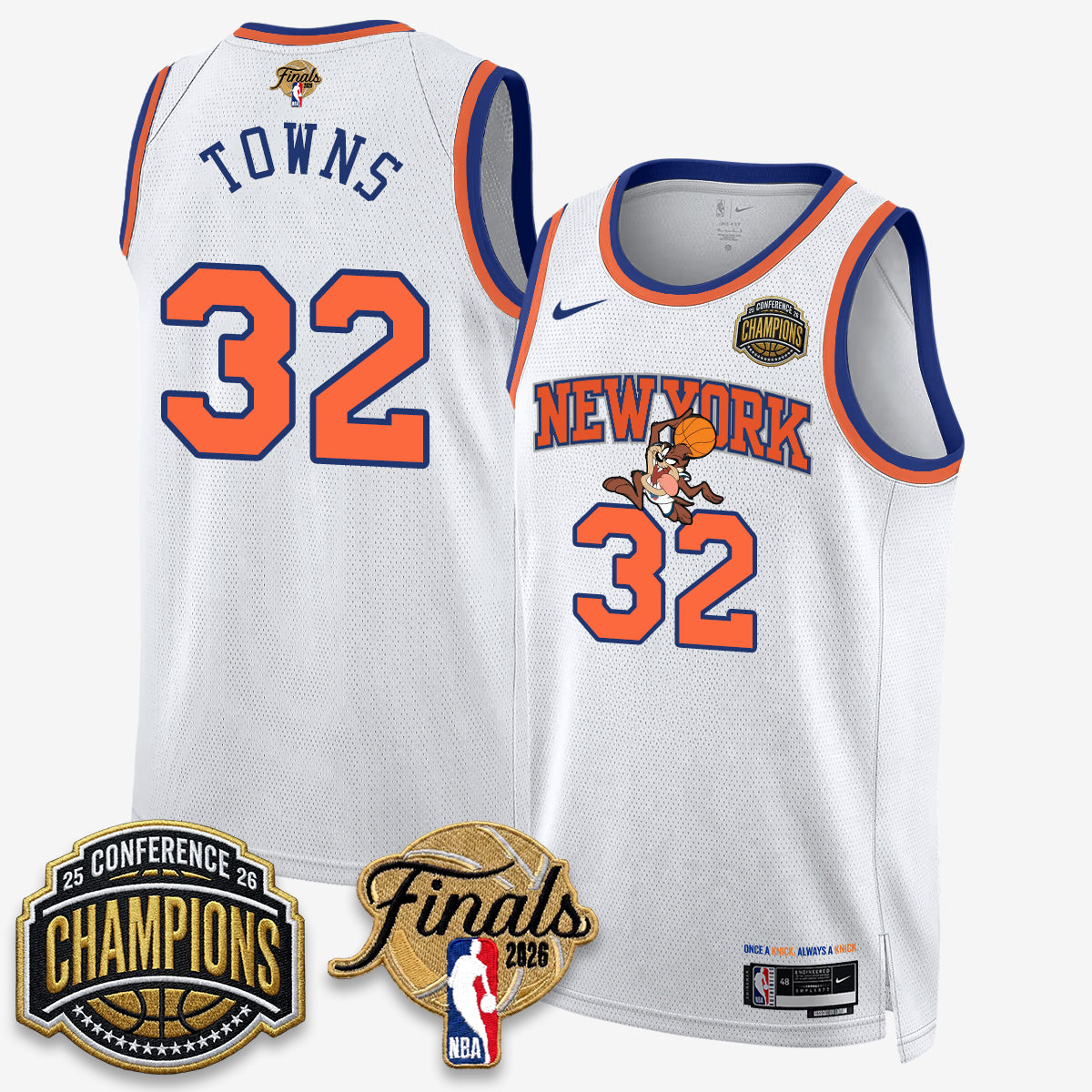 New York Knicks 2026 Basketball Eastern Conference Champions x Looney Tunes Vapor Jersey V2- Stitched-Cuztomshoes