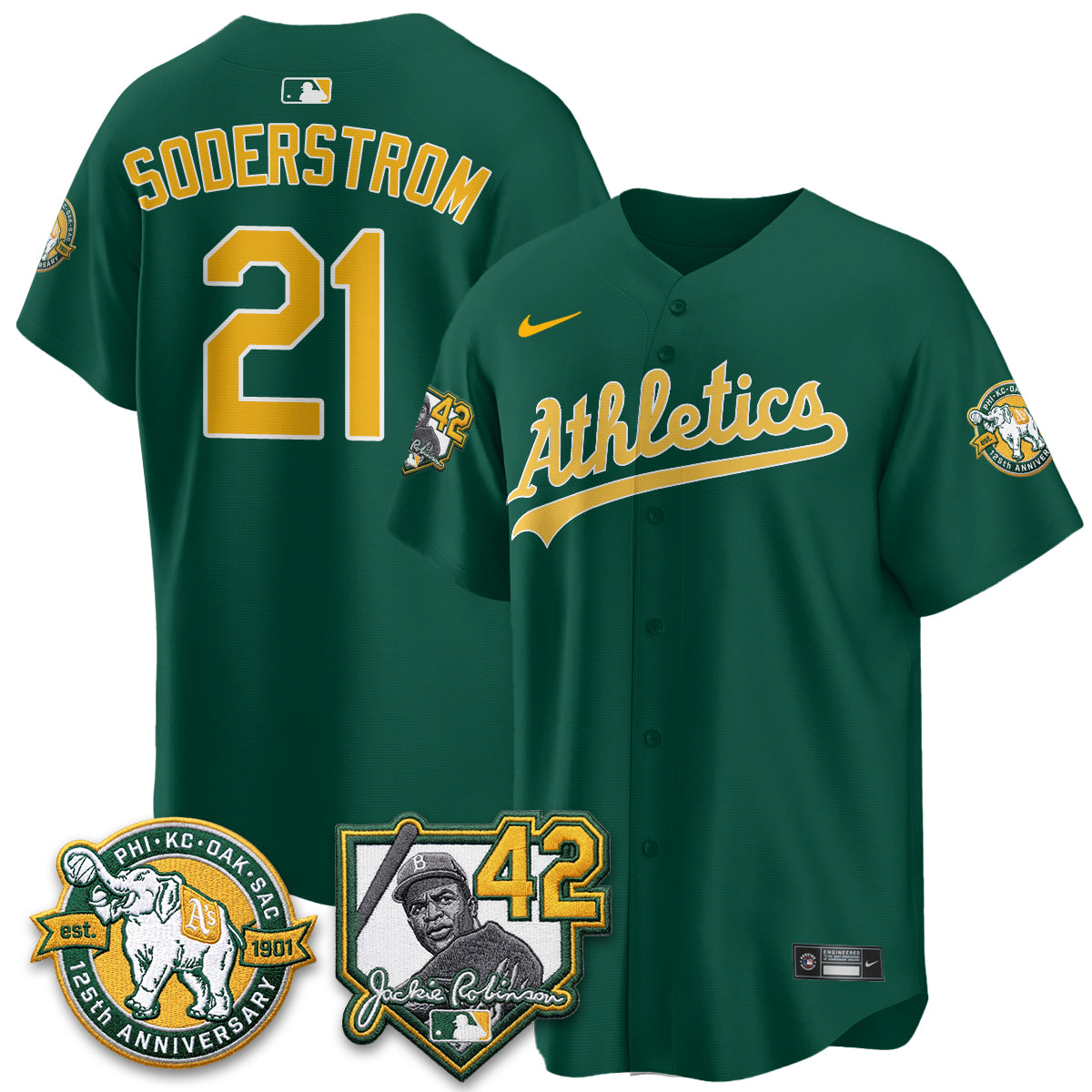 Athletics 2026 Jackie Robinson Day - Celebrating 125 Years Limited Vapor Jersey - Stitched-Cuztomshoes