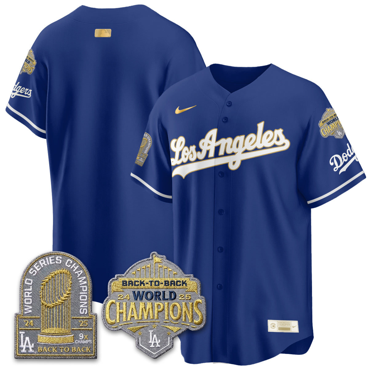 Los Angeles Dodgers Gold Collection Vapor Limited Jersey - 9x & B2B Champs - Stitched-Cuztomshoes