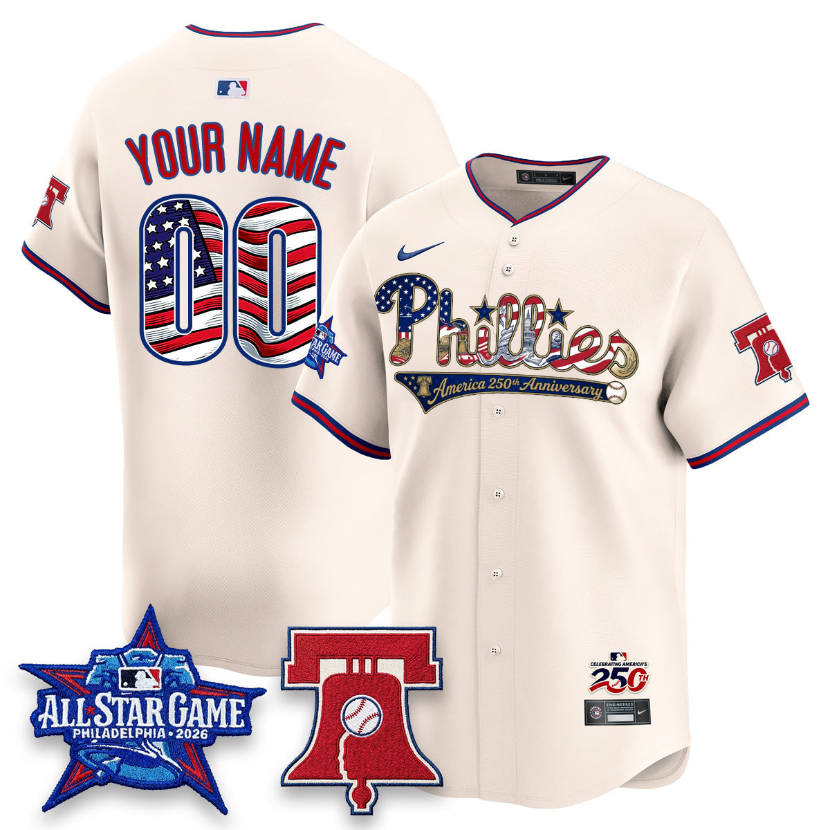 Philadelphia Phillies 2026 Independence Day USA Vapor Limited Custom Jersey - Stitched-Cuztomshoes