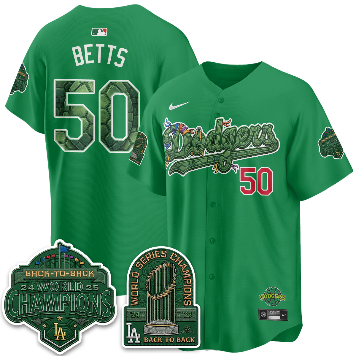 Los Angeles Dodgers x TMNT 2026 Vapor Jersey - Stitched-Cuztomshoes