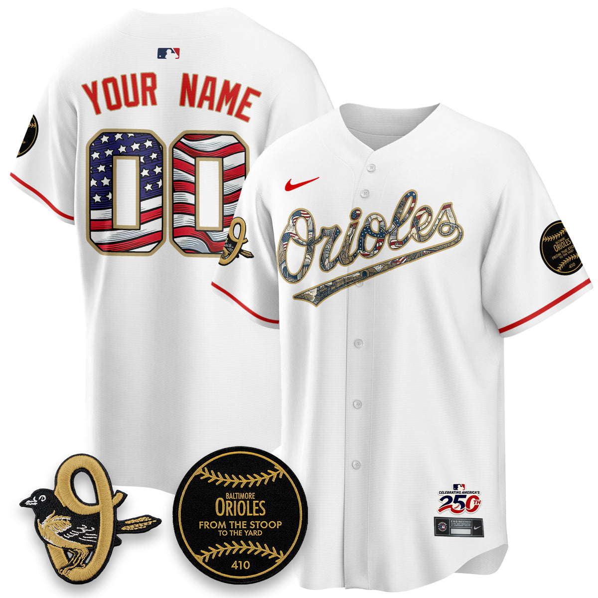 Baltimore Orioles 2026 Independence Day USA Vapor Limited Custom Jersey - Stitched-Cuztomshoes