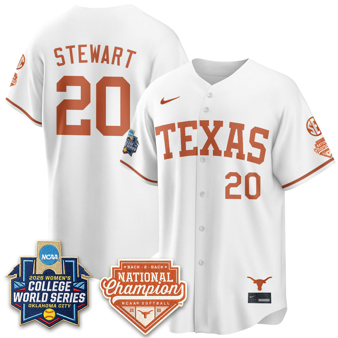 Texas Rangers Softball 2026 World Series (WCWS) Vapor Premier Limited Jersey - B2B Champs - Stitched-Cuztomshoes