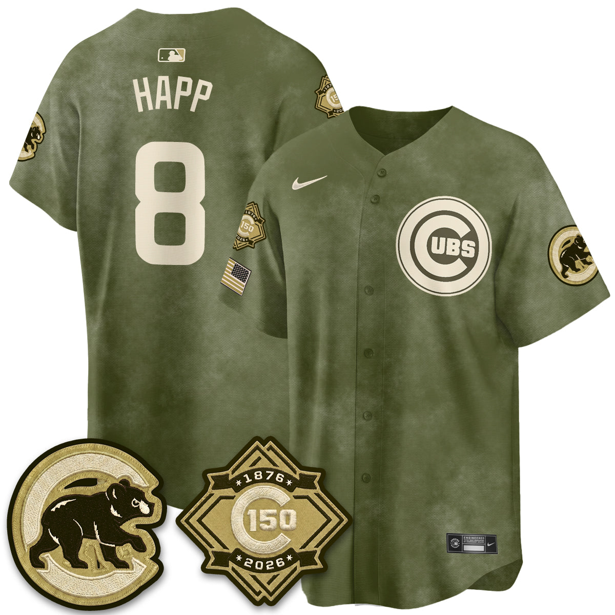 Chicago Cubs New Era Olive 2026 Armed Forces Day Jersey -Stitched