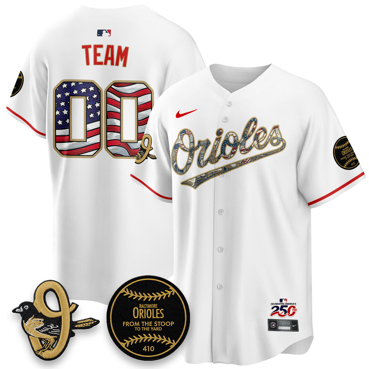 Baltimore Orioles 2026 Independence Day USA Vapor Limited Jersey - Stitched-Cuztomshoes