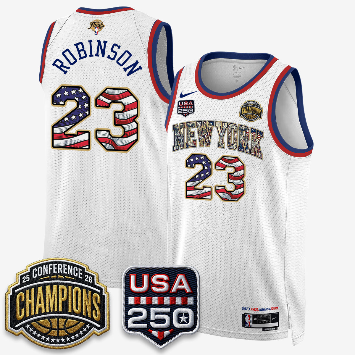 New York Knicks 2026 Basketball  Eastern Conference Champions x Fourth of July Vapor Jersey - Stitched