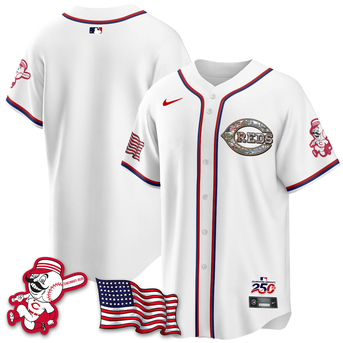 Cincinnati Reds 2026 Independence Day USA Vapor Limited Jersey - Stitched