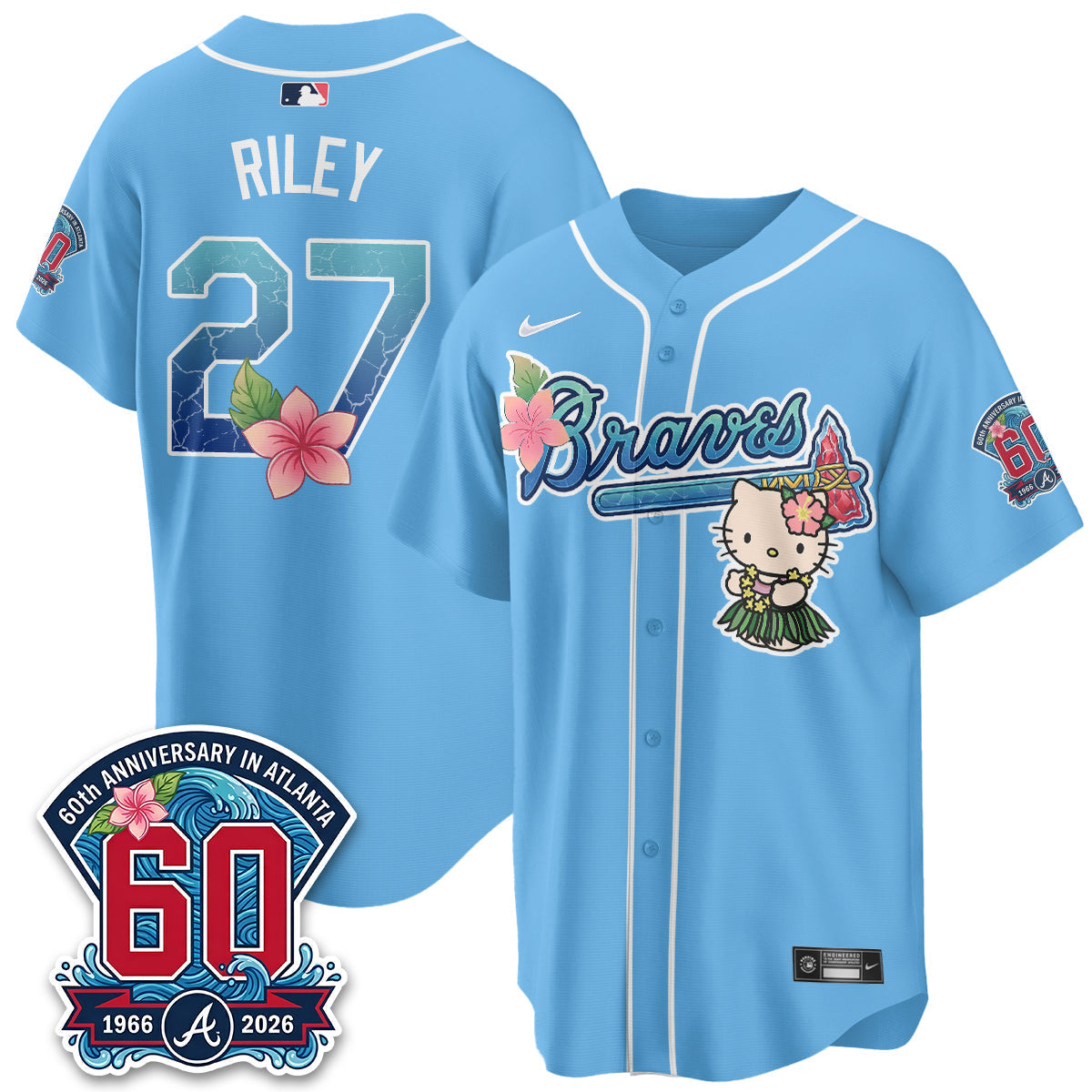 Atlanta Braves x Meow Aloha Spirit Vapor Jersey - Stitched-Cuztomshoes