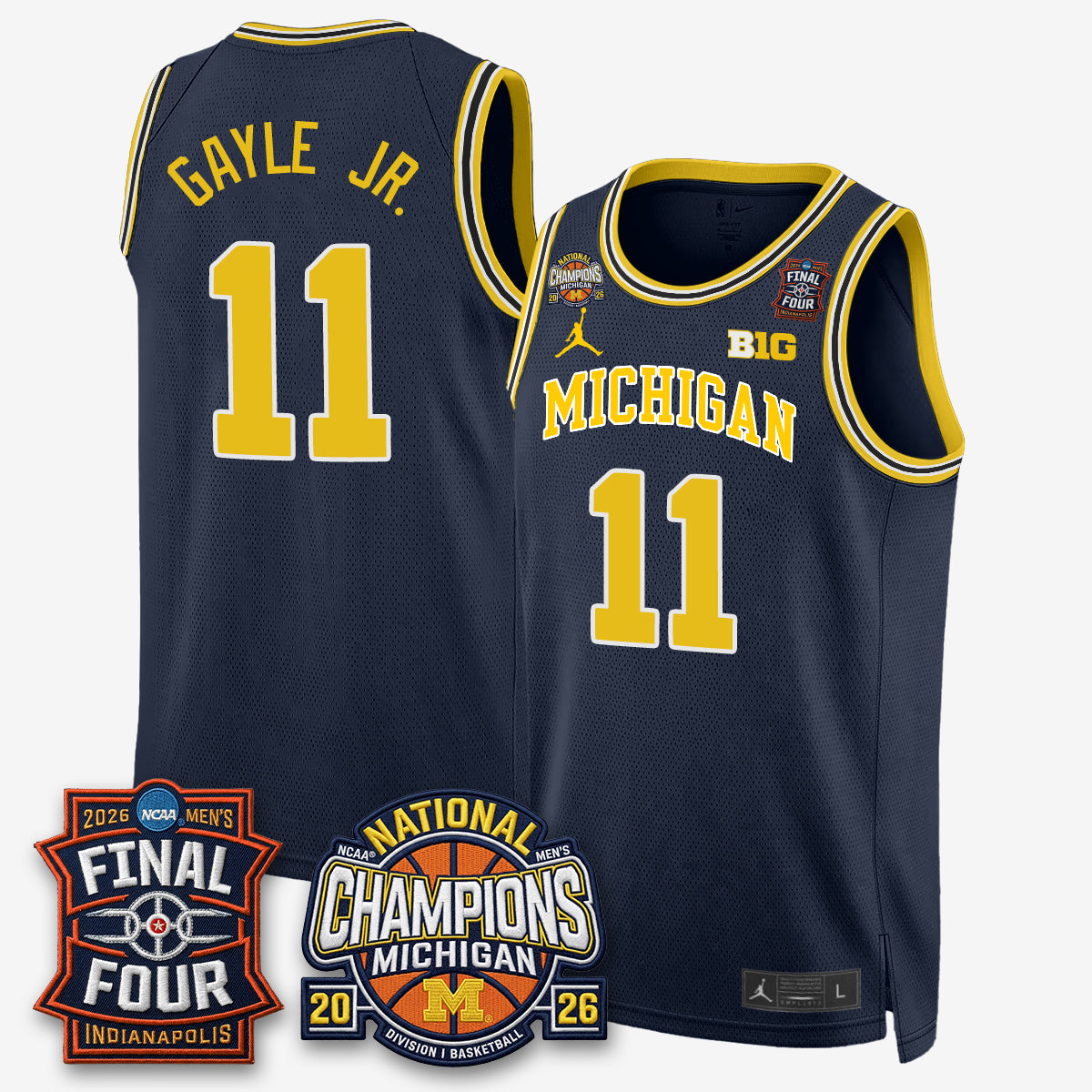 Michigan Wolverines Men's Basketball National Champions Big Text Limited Vapor Jersey - Stitched-Cuztomshoes