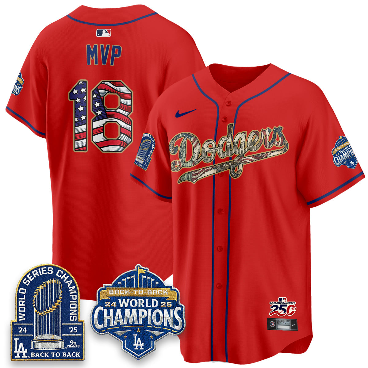 Los Angeles Dodgers 2026 Independence Day USA Vapor Limited Jersey - Stitched-Cuztomshoes