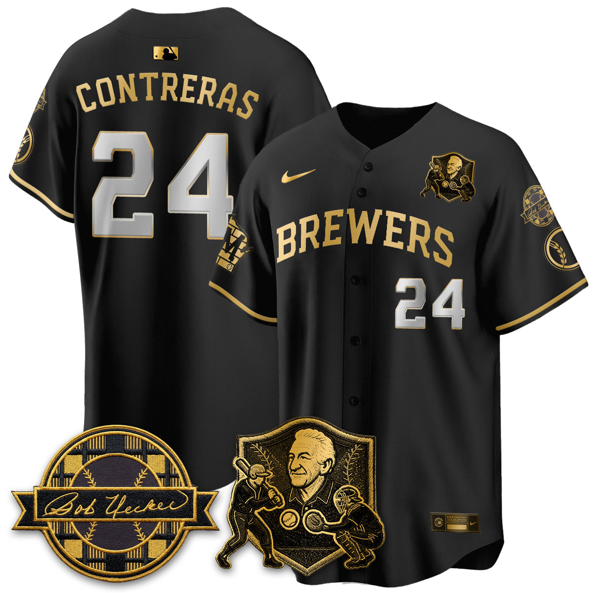 Milwaukee Brewers Bob Uecker - 54 Seasons for Brewers' Vapor Limited Gold Jersey - Stitched