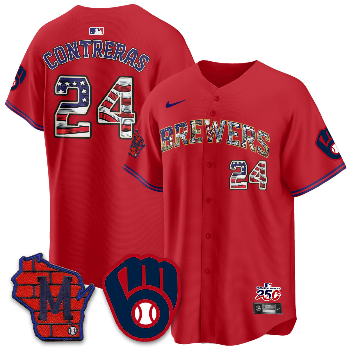 Milwaukee Brewers 2026 Independence Day USA Vapor Limited Jersey - Stitched-Cuztomshoes