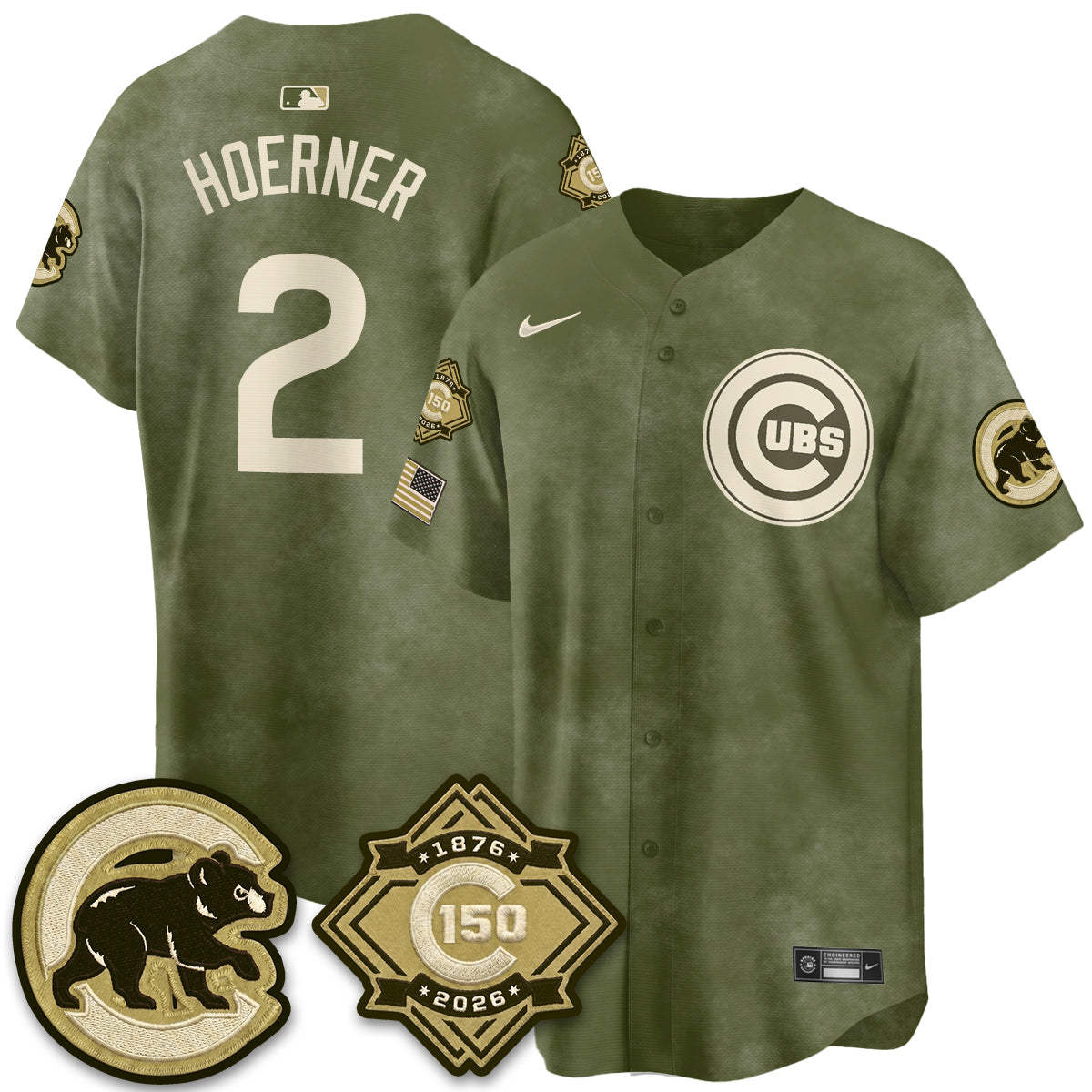 Chicago Cubs New Era Olive 2026 Armed Forces Day Jersey -Stitched