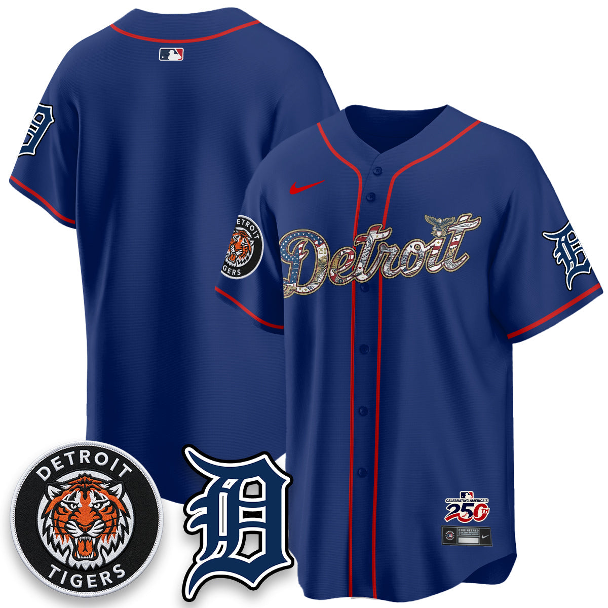 Detroit Tigers 2026 Independence Day USA Vapor Limited Jersey - Stitched