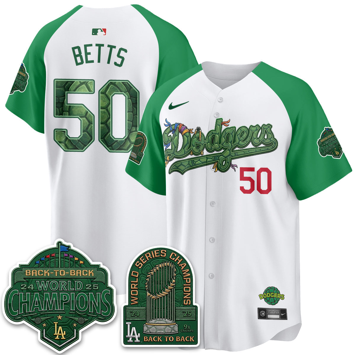 Los Angeles Dodgers x TMNT 2026 Vapor Jersey - Stitched-Cuztomshoes
