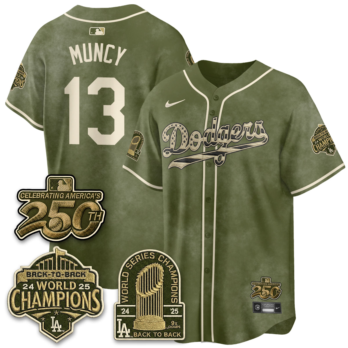 Los Angeles Dodgers New Era Olive 2026 Armed Forces Day Jersey -Stitched V2