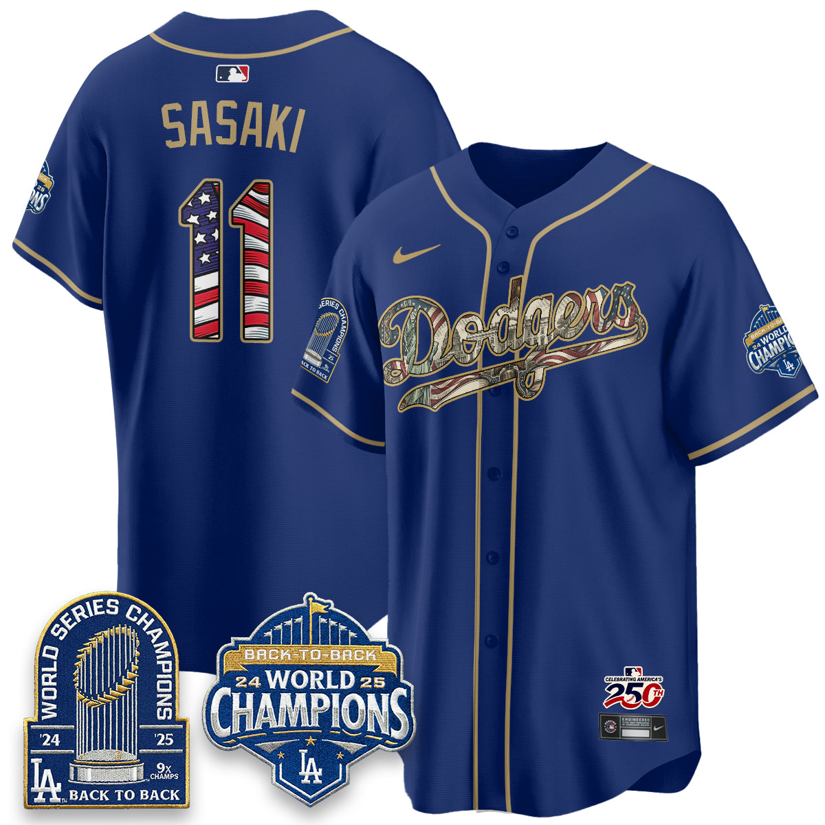 Los Angeles Dodgers 2026 Independence Day USA Vapor Limited Jersey - Stitched-Cuztomshoes