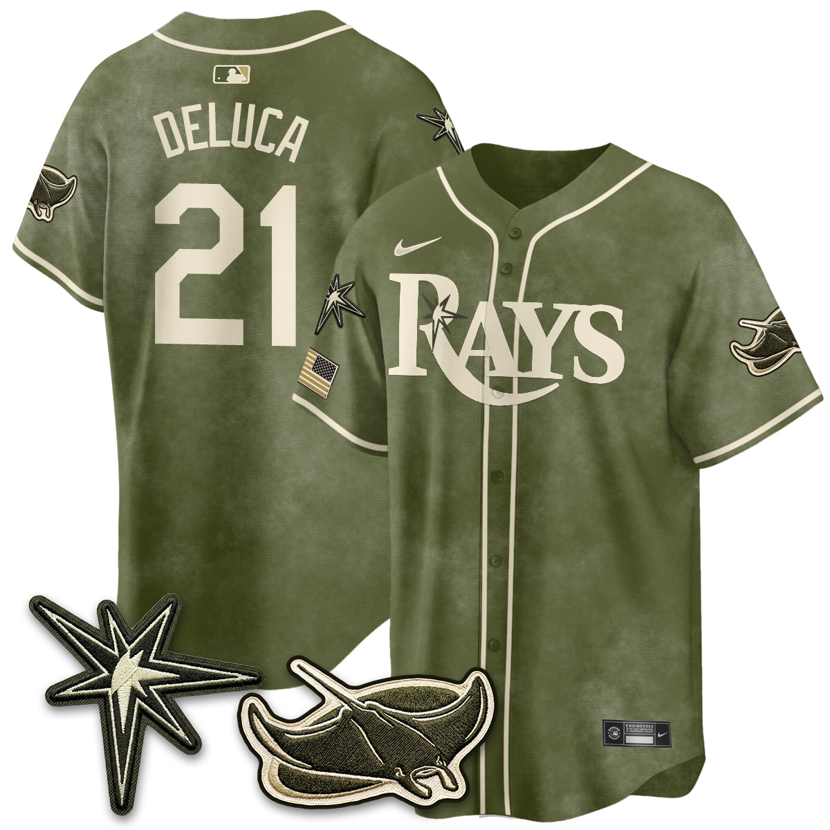 Tampa Bay Rays New Era Olive 2026 Armed Forces Day Jersey - Stitched