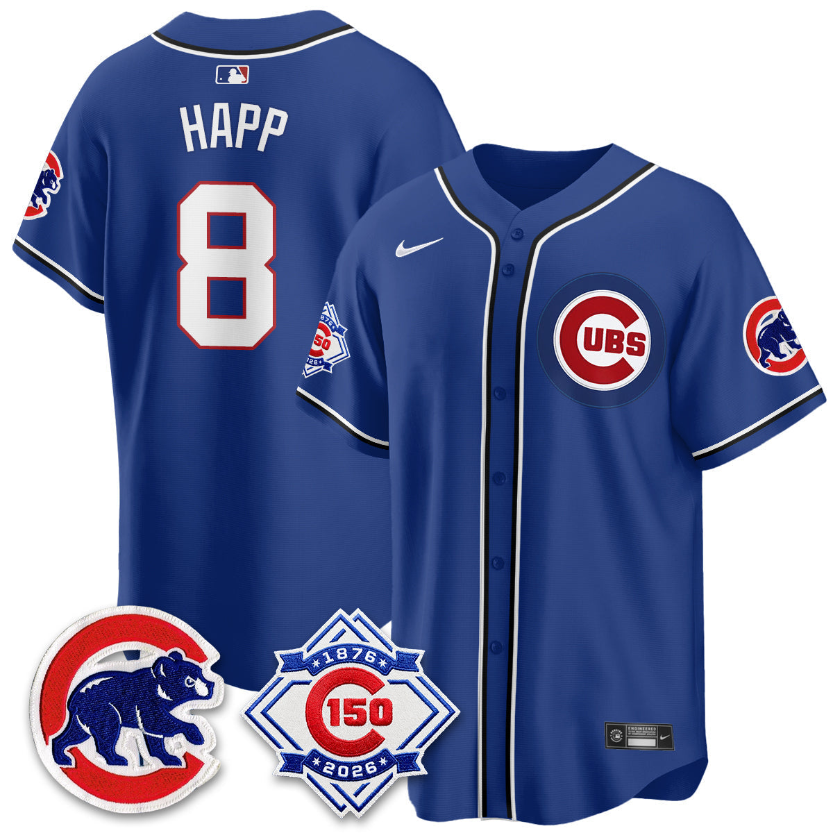 Chicago Cubs 150th Anniversary Black Out Style Vapor Premier Limited Jersey - Stitched