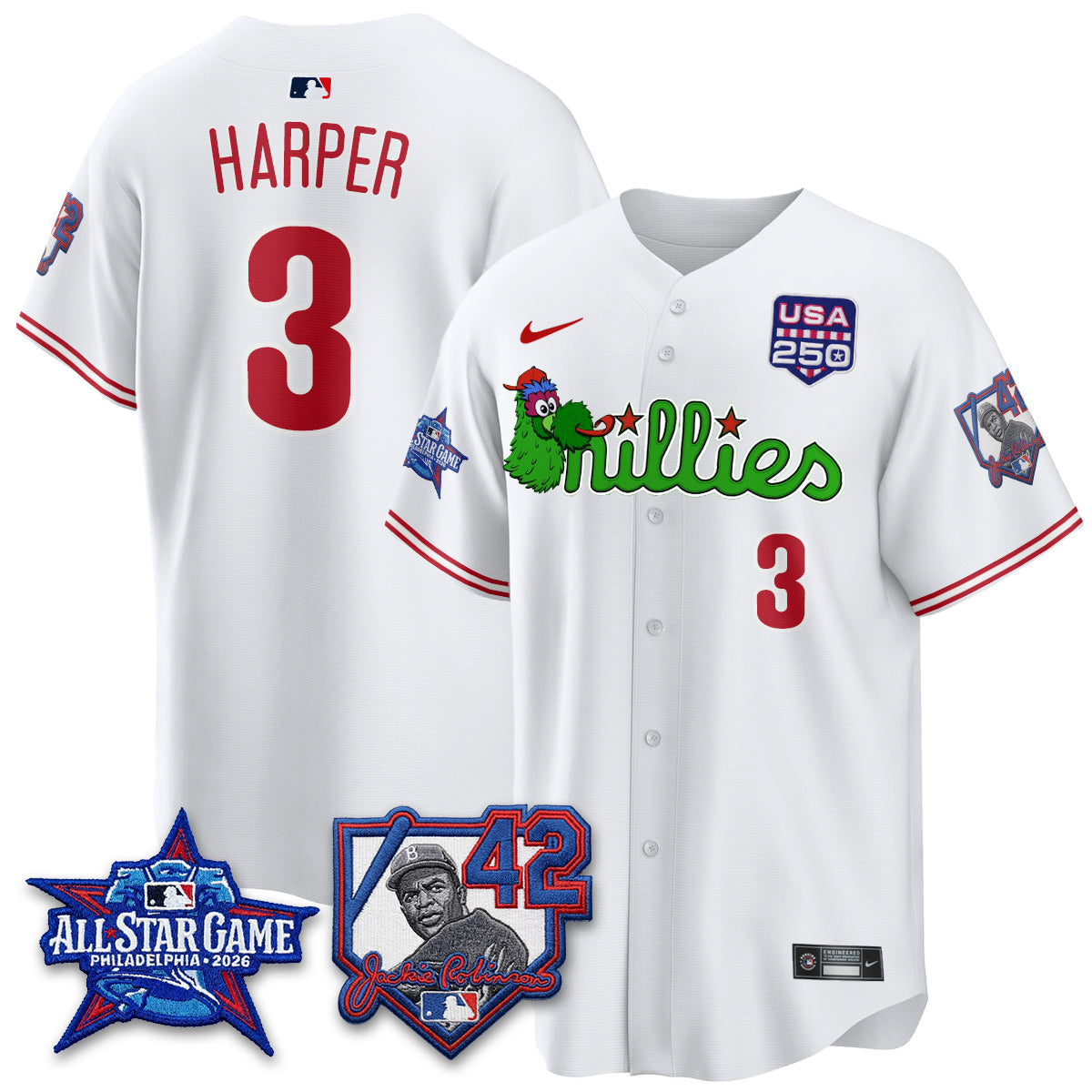 Philadelphia Phillies Phanatic 2026 New Era & 250th USA Vapor Limited Jersey - All Star Game - Stitched