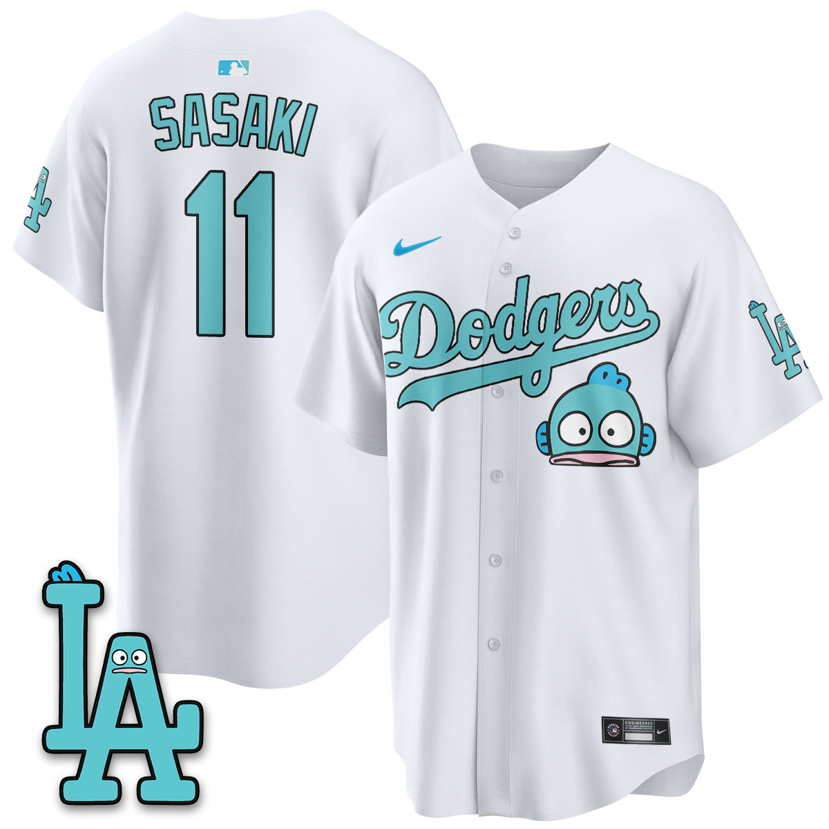Los Angeles Dodgers x Hangyodon Edition Vapor Jersey- Stitched-Cuztomshoes