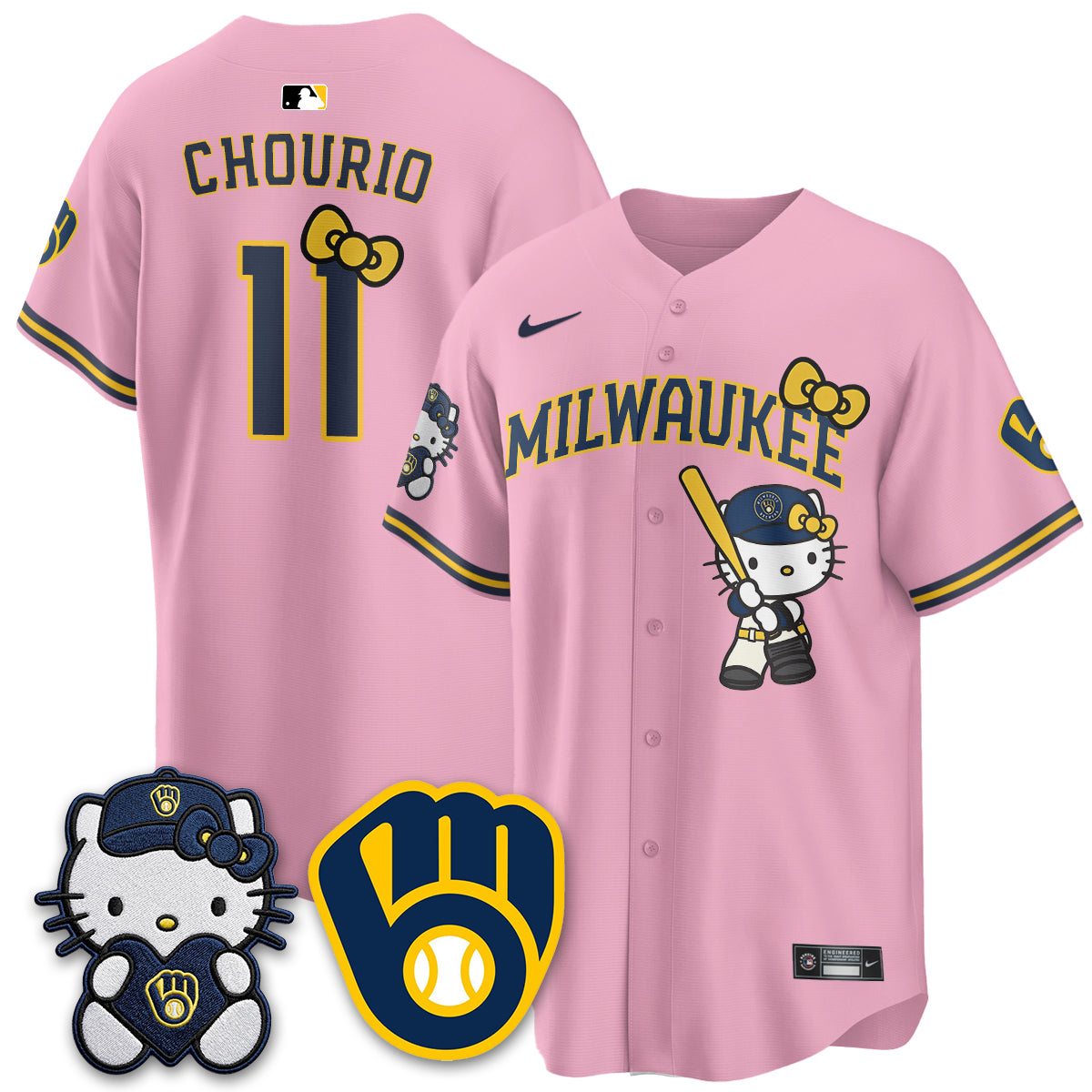 Milwaukee Brewers Meow KT Night Vapor Limited Jersey - Stitched-Cuztomshoes