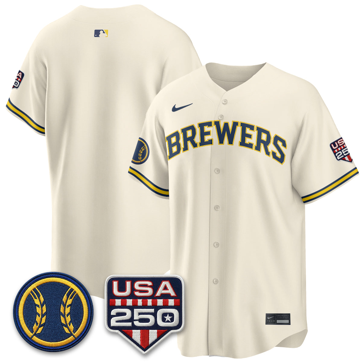 Milwaukee Brewers Fourth of July Vapor Limited Jersey - Stitched-Cuztomshoes