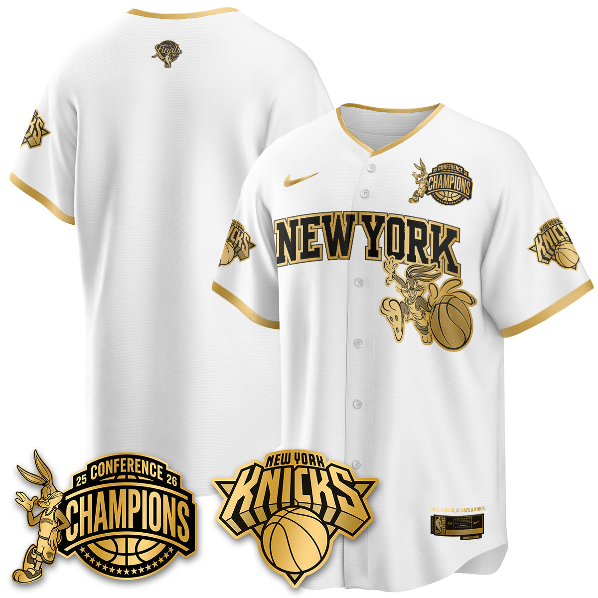 New York Knicks 2026 Basketball Finals x Bunny Vapor Jersey V2- Stitched-Cuztomshoes