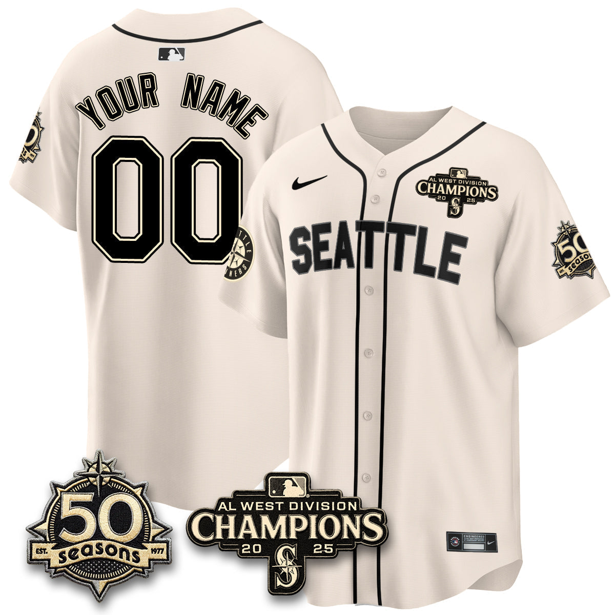 Seattle Mariners Vapor Premier Custom Limited Jersey - 50th Anniversary & AL West Division Champions - Steelheads Community Funds - Stitched