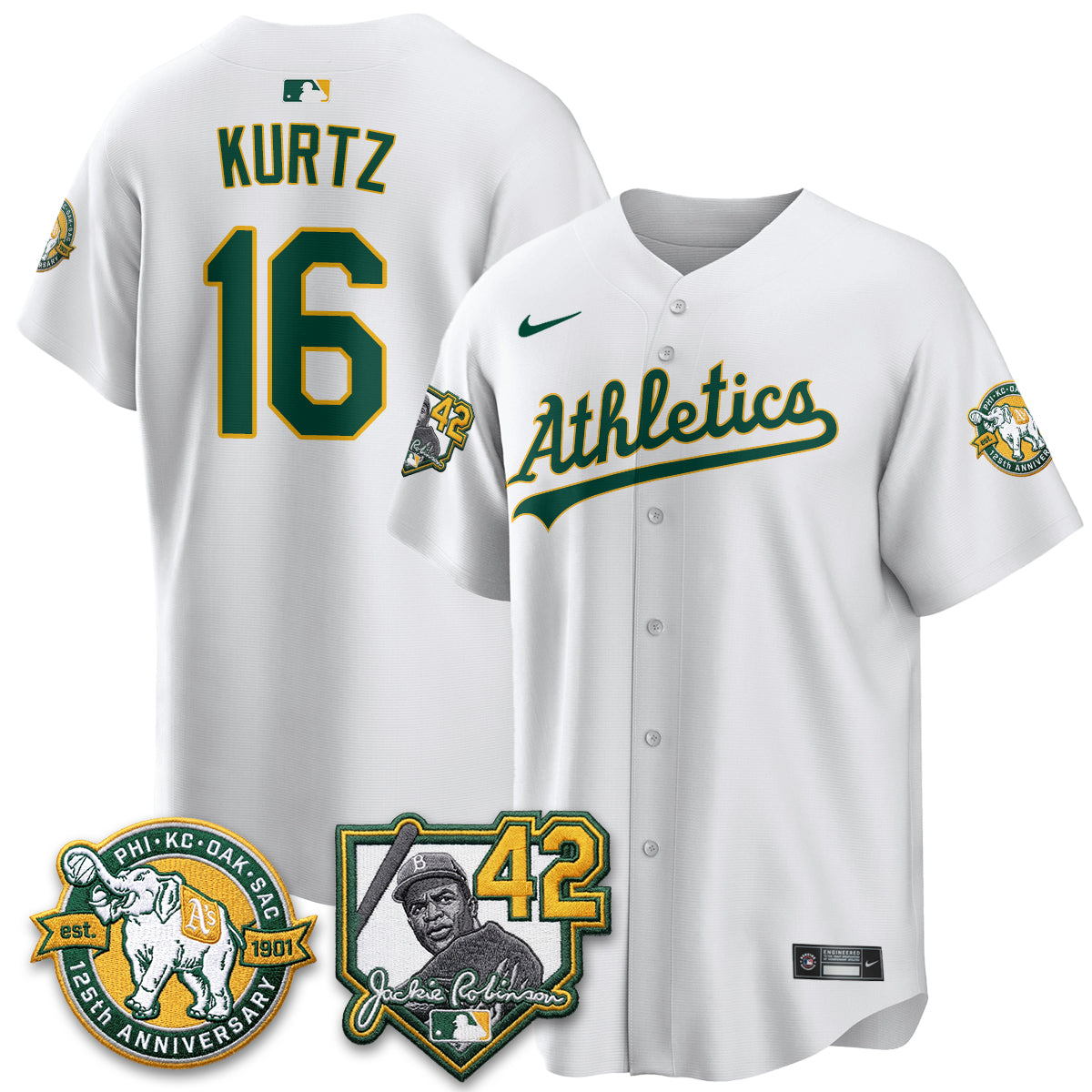 Athletics 2026 Jackie Robinson Day - Celebrating 125 Years Limited Vapor Jersey - Stitched-Cuztomshoes