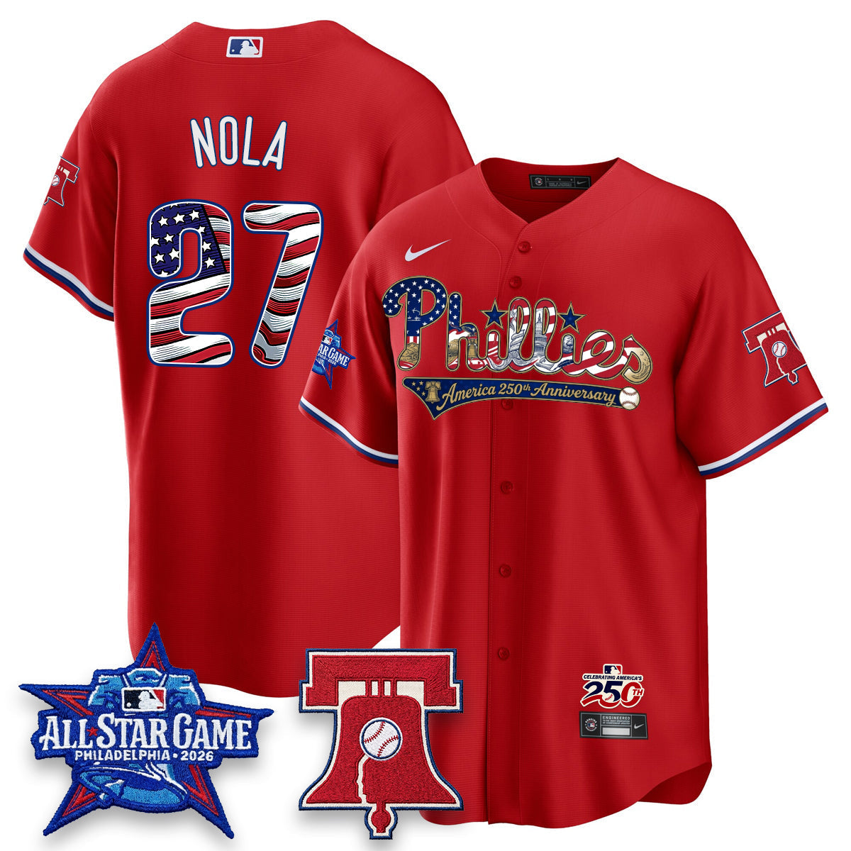Philadelphia Phillies 2026 Independence Day USA Vapor Limited Jersey - Stitched-Cuztomshoes