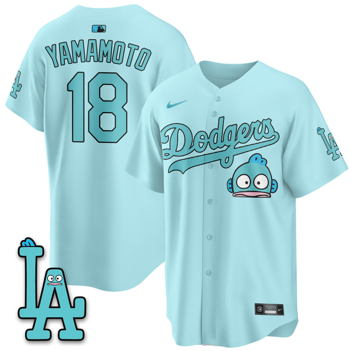 Los Angeles Dodgers x Hangyodon Edition Vapor Jersey- Stitched-Cuztomshoes