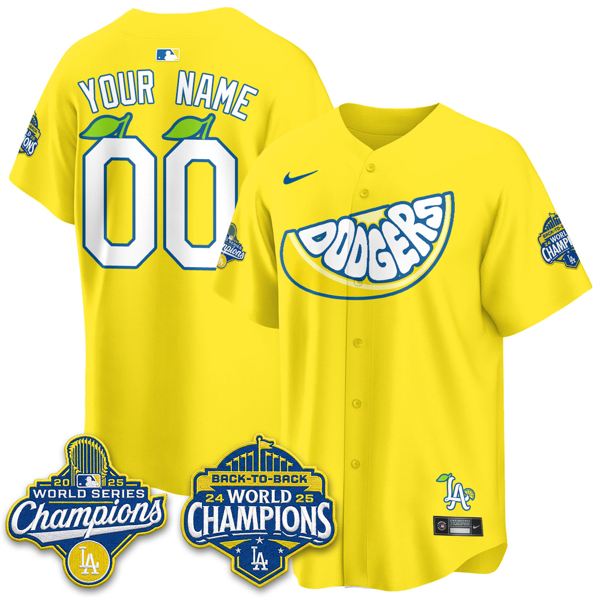 Los Angeles Dodgers Lemonade Collection Vapor Custom Jersey - Stitched-Cuztomshoes