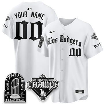 Los Angeles Dodgers World Series Champions B2B Patch Vapor Premier Limited Gothic Edition Custom Jersey - Stitched-Cuztomshoes