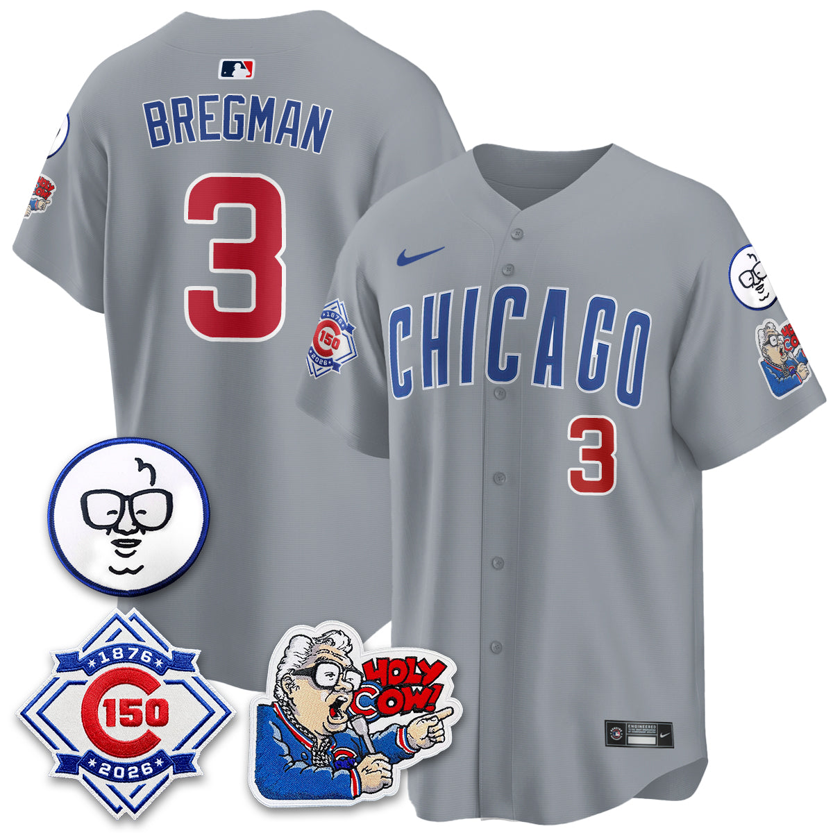 Chicago Cubs 150th Anniversary Harry Caray Holy Cow Vapor Premier Limited Jersey - Stitched V2-Cuztomshoes