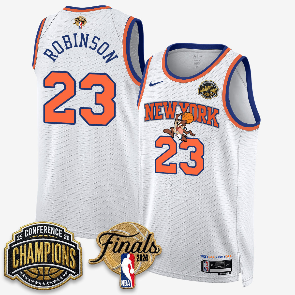 New York Knicks 2026 Basketball Eastern Conference Champions x Looney Tunes Vapor Jersey V2- Stitched-Cuztomshoes