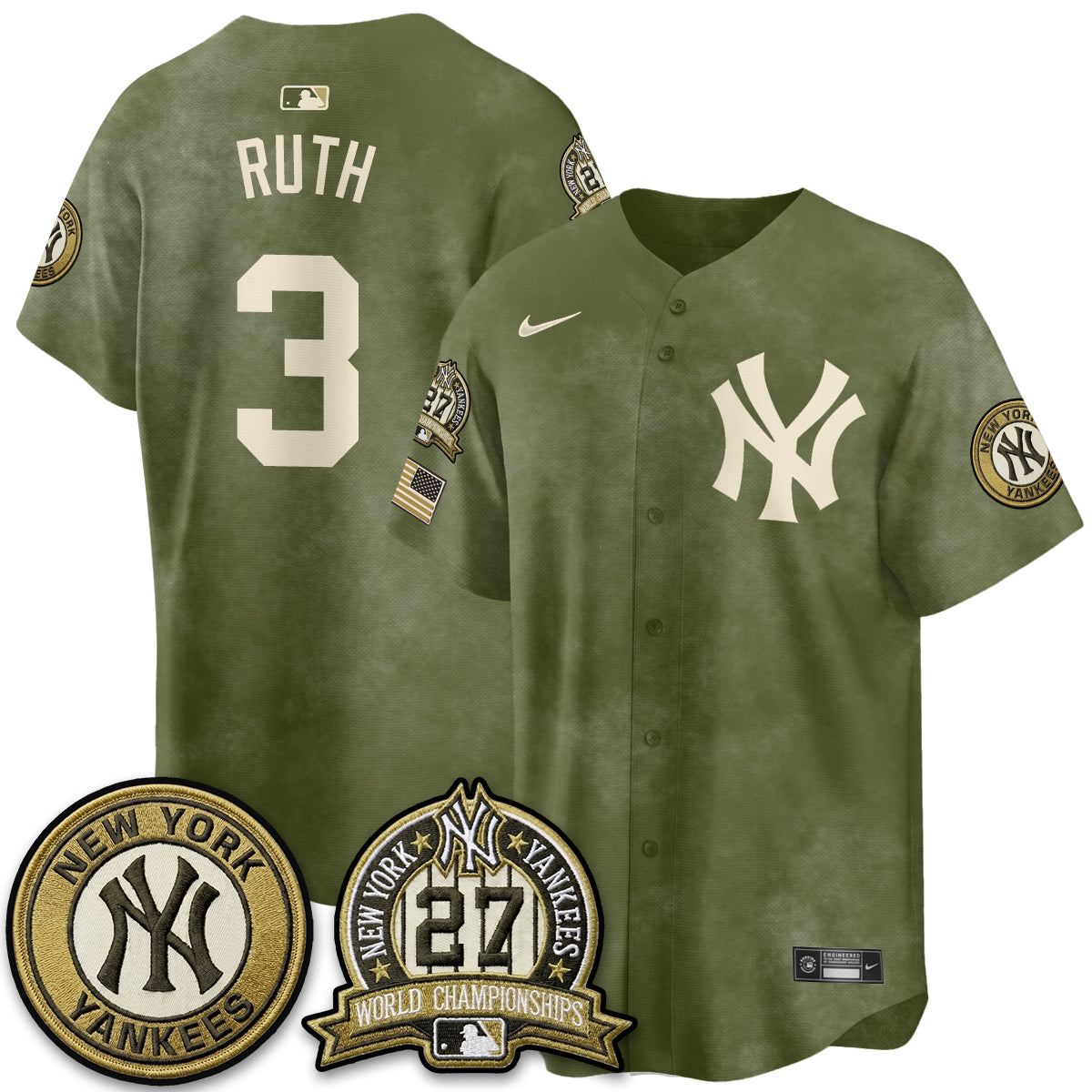 New York Yankees New Era Olive 2026 Armed Forces Day Jersey -Stitched